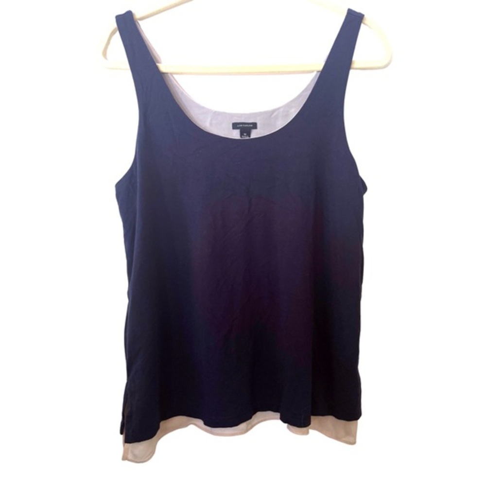 Ann Taylor Double‎ Layer Tank Top Navy Blue Tan Underlay XS